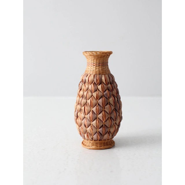 Late 20th Century Vintage Wicker Wrapped Vase For Sale - Image 5 of 10