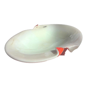 1950s Alfredo Barbini Red & White Murano Glass Dish