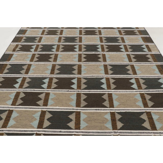 Traditional Rug & Kilim's Scandinavian Style Custom Flatweave Rug With Beige & Black Patterns For Sale - Image 3 of 10
