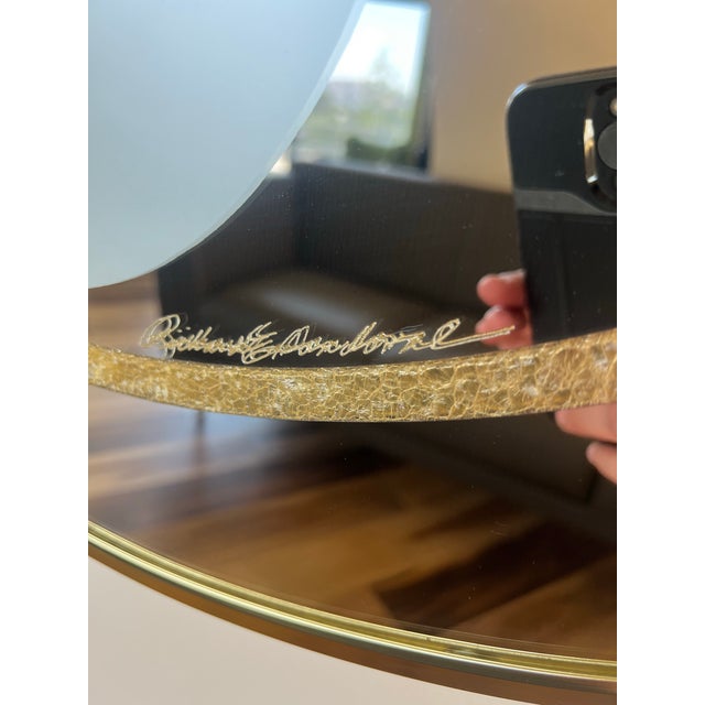 Brass Postmodern 1980s Richard Sandoval Windsor Wall Octagon Brass Mirror Flowers Vase For Sale - Image 8 of 11