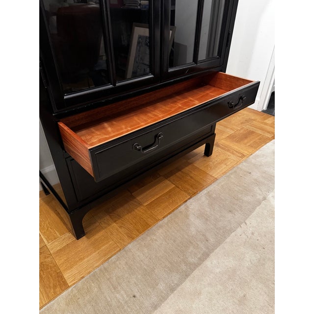 Bronson Mahogany Glass Door Bookcase Cabinet in Heritage Black Attributed to Pottery Barn For Sale - Image 12 of 18