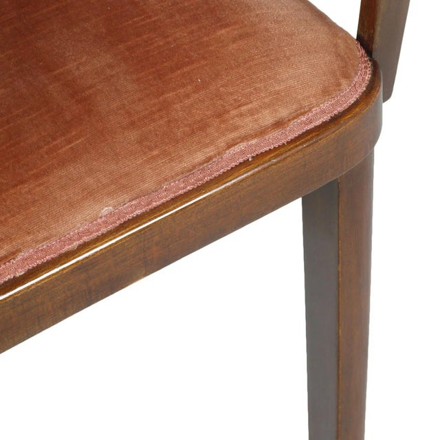 Wood Set of Italian Walnut & Velvet Bridge Chairs by Gaetano Borsani, 1930s For Sale - Image 7 of 11
