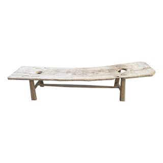 Andrianna Shamaris Impressive Bleached Teak Wood Chaise or Bench For Sale