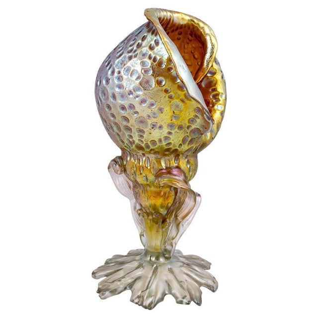 Blue Art Nouveau Austrian Iridescent Conch Shell Glass Vase from Johann Loetz Witwe, 1902 For Sale - Image 8 of 8