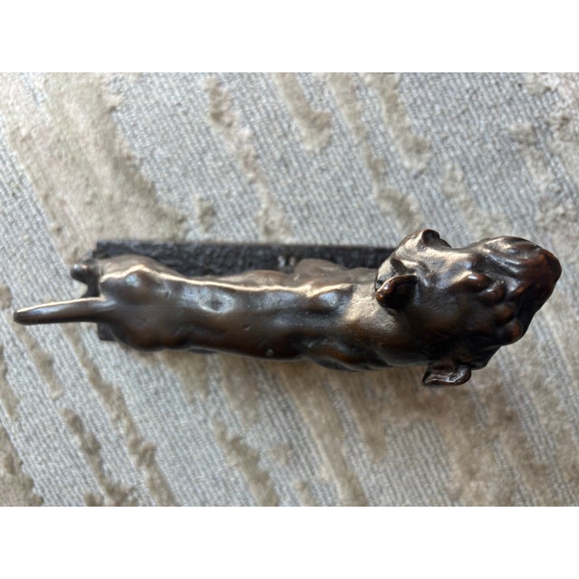 Bronze Bronze Roaring Tiger on a Plinth Base For Sale - Image 8 of 8