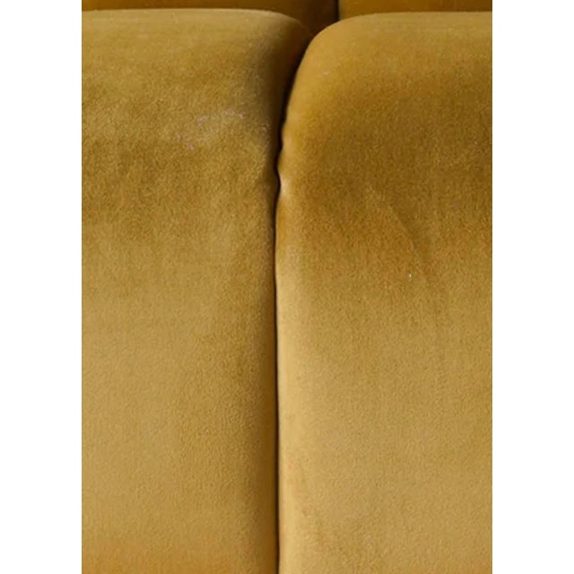 Matthew Izzo Home Conrad Hollywood Regency Goldenrod Yellow Velvet Sofa With Brass Legs For Sale - Image 4 of 5