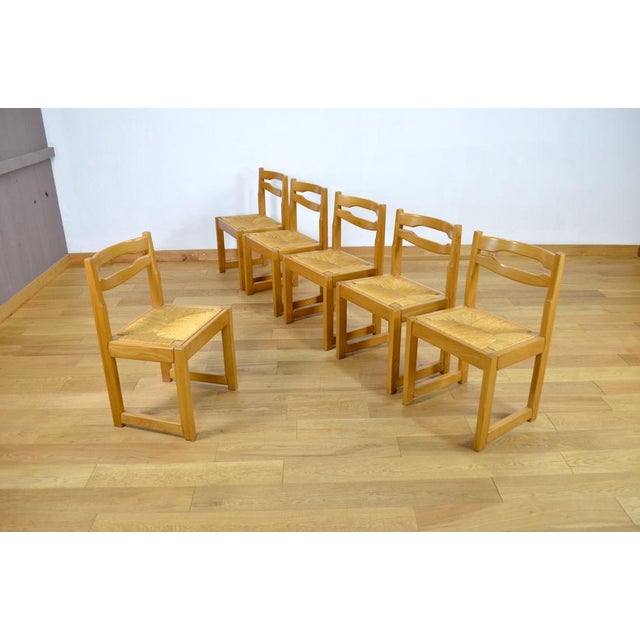 Vintage Elm Chairs from Maison Regain, 1980, Set of 6 For Sale - Image 9 of 9