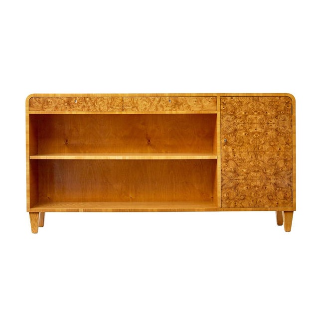 Wood Mid-Century Swedish Elm and Burr Bookcase, 1950s For Sale - Image 7 of 9