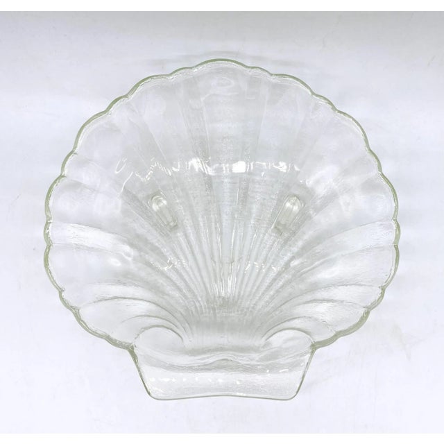 Transparent Vintage Transparent Glass Clam Shell Bowls – Coastal Serving Set of 7 For Sale - Image 8 of 12