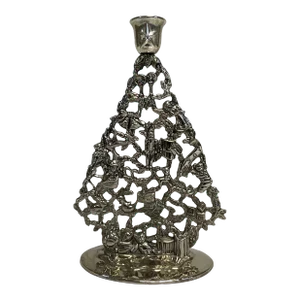 Vintage Americana Hollywood Regency Silver Plate Christmas Tree Candle Holder
