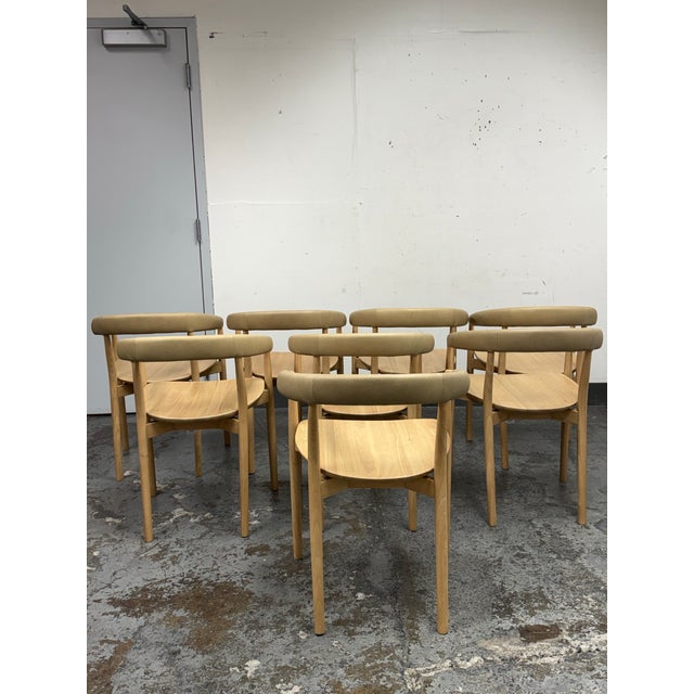 2020s West Elm Irvine Sand Leather Dining Chairs, Set of Eight For Sale - Image 5 of 12