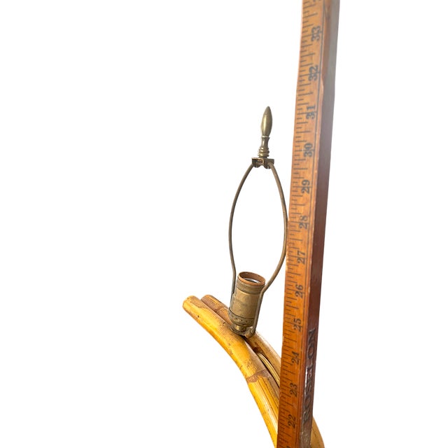 Vintage Large Bent Bamboo Table Lamp With Woven Shade, 31" Tall French Provincial Coastal Style For Sale - Image 13 of 17