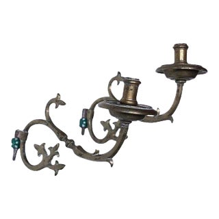 Spanish Brass One-light Bracket Sconces - a Pair For Sale