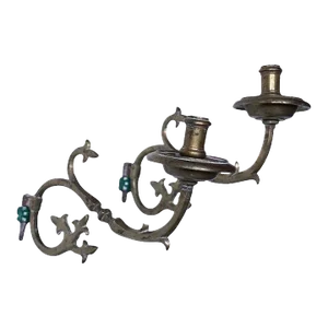 Spanish Brass One-light Bracket Sconces - a Pair