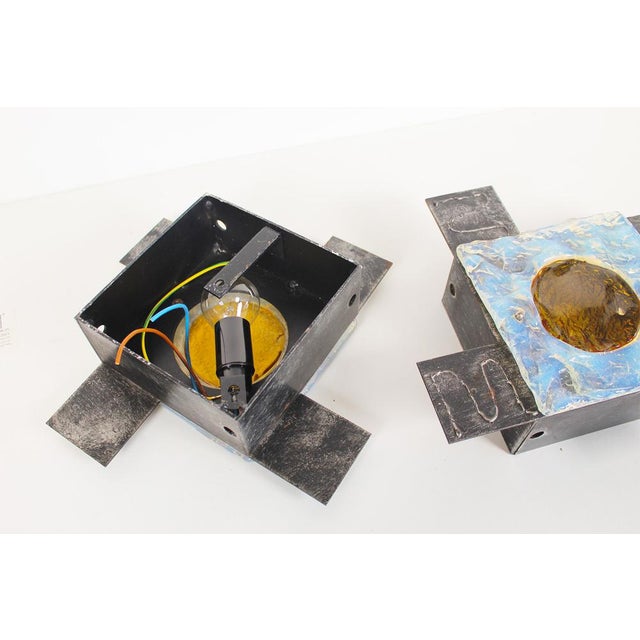 Brutalist Glass Wall Sconces by Tom Ahlström and Hans Ehrlich, 1960s, Set of 2 For Sale - Image 9 of 10