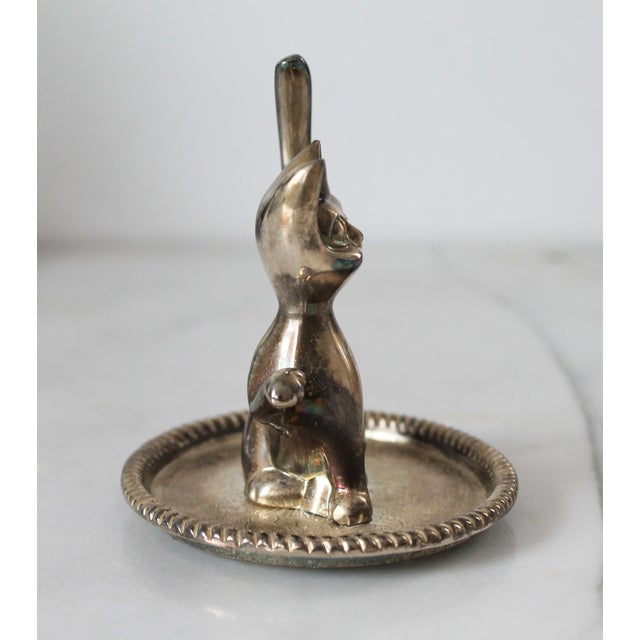Silver Vintage Silver Plate Cat Ring Holder For Sale - Image 8 of 11