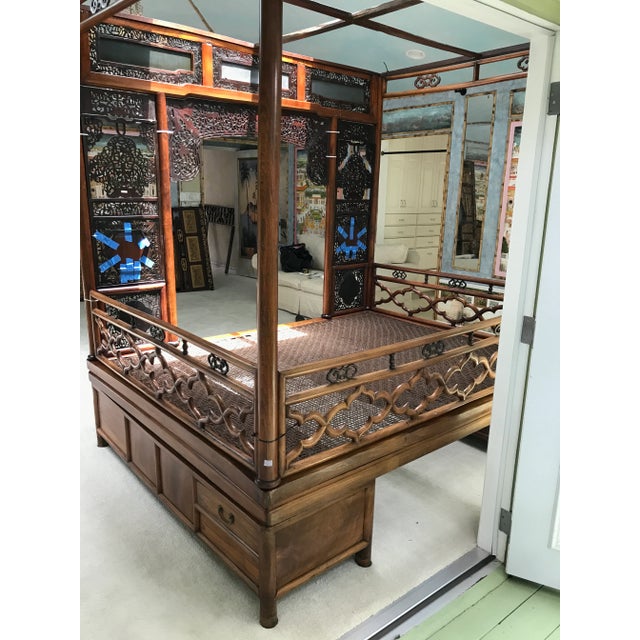 19th Century Chinese Wedding Opium Canopy Bed, Lacquered For Sale - Image 12 of 13