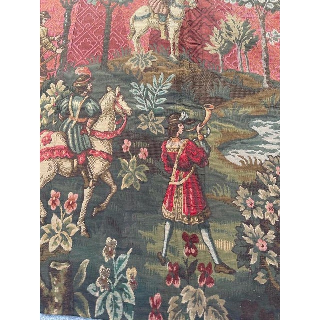 Brown Mid-Century French Aubusson Jacquard Tapestry Médiéval Design, 1940s For Sale - Image 8 of 18
