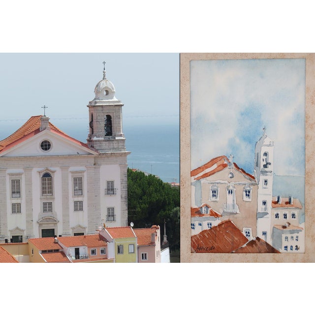1950s Portuguese Watercolor Depicting the Church of Santo Estevão, Alfama, Lisbon For Sale - Image 9 of 9