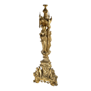 19th Century French Ormolu Gilt Bronze Gothic Revival Candlestick Base