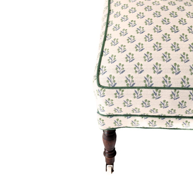 Ferrick Mason Upholstered Petite Slipper Antique Chair With Contrast Welting For Sale - Image 9 of 10
