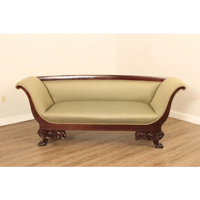 Figurative Antique American Empire Carved Mahogany Sofa For Sale - Image 3 of 12