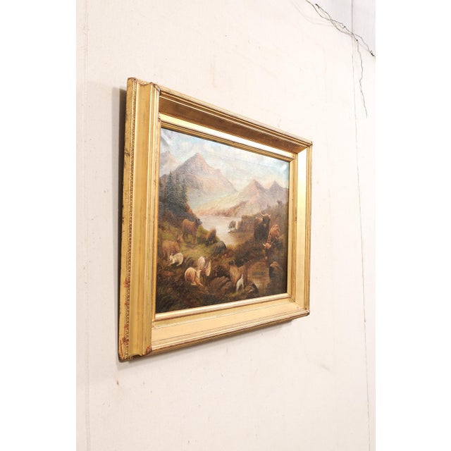 Wood 19th Century English Landscape W/ Highland Cattle For Sale - Image 7 of 11