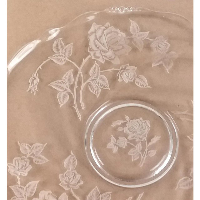 Glass Vintage Victorian Style Crystal Etched Cake Platter For Sale - Image 7 of 12