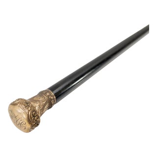 19th Century American Victorian Gold Filled Walking Stick Cane For Sale