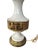 Mid-Century ceramic lamp cram and gold with a gold Greek Key center.