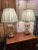 Impressive glamorous vintage crystal and metal lamps having ornate decoration, gilding on the crystal, and etched metal...