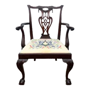 19th Century Antique Chippendale Style Mahogany Armchair