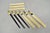 Vintage Japanese Oriental Chopsticks in Custom Silk Gold Sleeves and Knots - 6 Pc Set. Circa Late 20th Century....