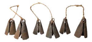 19th Century African Kenyan Bells with Kisi Metal Tally Sticks / Provenance Douglas Dawson - 9 Piece Set