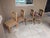 Set of 4. Two chairs on the left have a lighter stain, two on the right have a darker stain. No markings on the chairs to...