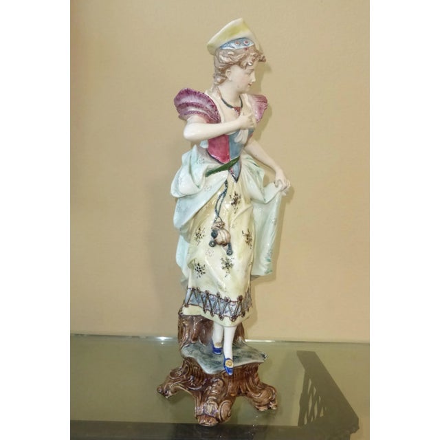 Antique Hand Painted German Porcelain Woman Statue Made in 1902 For Sale In Los Angeles - Image 6 of 13