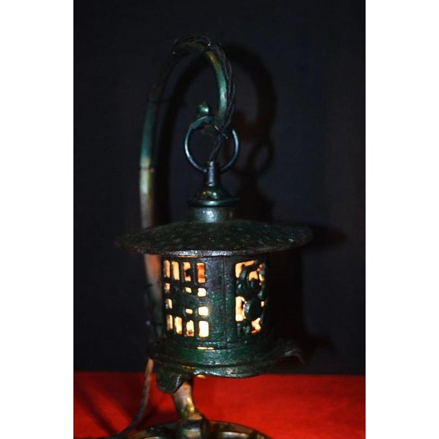 Edwardian Art Nouveau Brass Table Lamp with Hand-Moulded Glass Shade ...