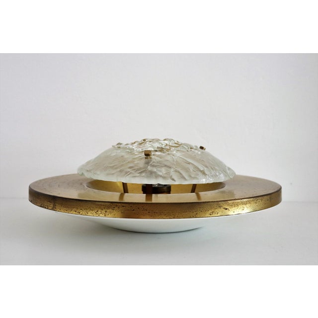Gold Mid-Century Italian Flush Mount in Brass and Murano Glass by Angelo Brotto for Esperia, 1960s For Sale - Image 8 of 18