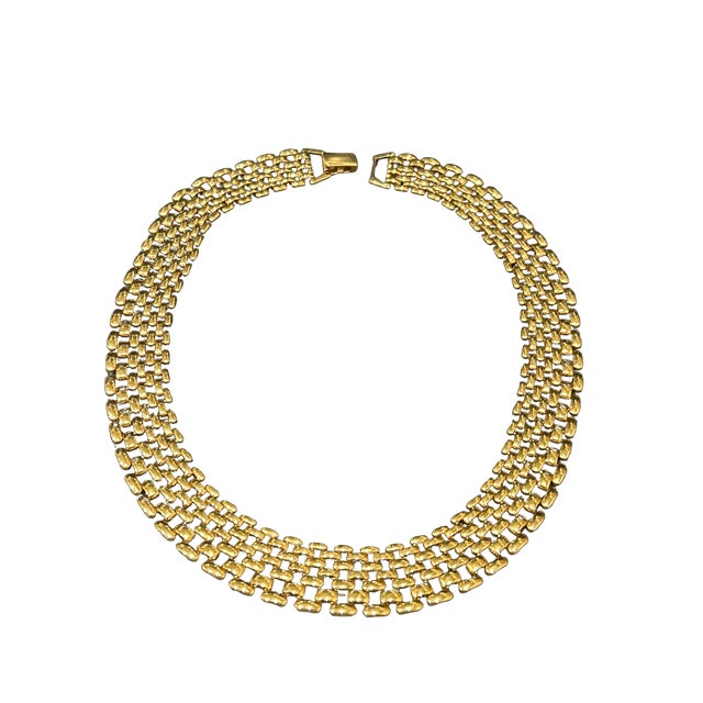 Mid-Century Modern Vintage Napier Yellow Gold Bismark Chain Necklace – 16.25” Glossy Panther Link Collar For Sale - Image 3 of 8