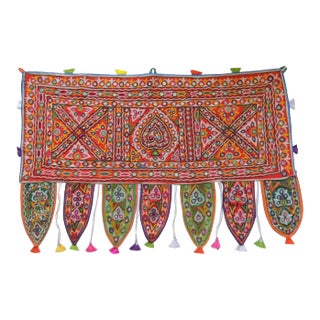 Vintage Indian Embroidered Toran with Mirror-Work For Sale