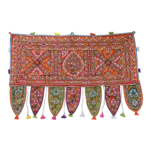 Vintage Indian Embroidered Toran with Mirror-Work