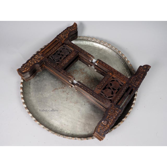 Oriental Islamic Engraved Copper Table Tray, 1930s For Sale - Image 11 of 18
