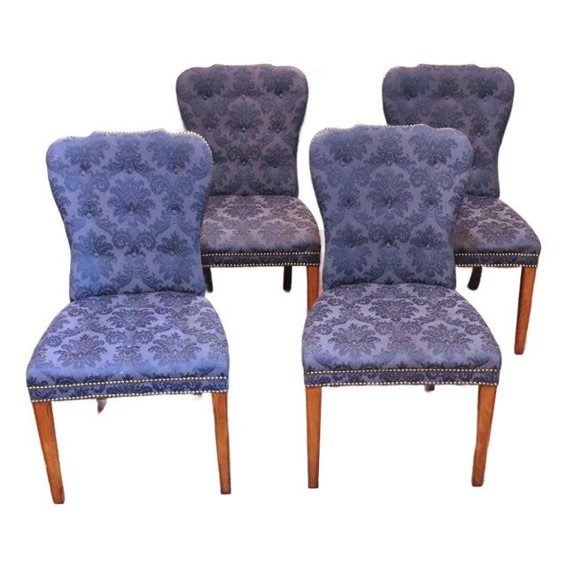 C. 1920 Georgian Style Set of Four Upholstered Side Chairs For Sale