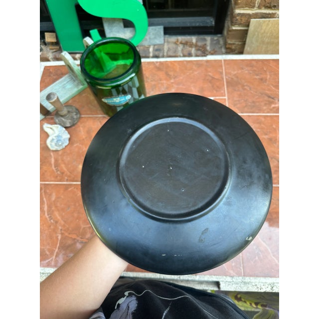 Black 1970s Greek Key Asian Ceramic Decorative Plate For Sale - Image 8 of 8