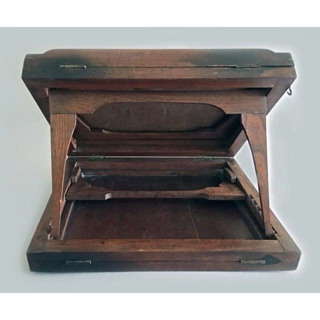 Antique Large Elm Adjustable Bookstand For Sale - Image 4 of 12