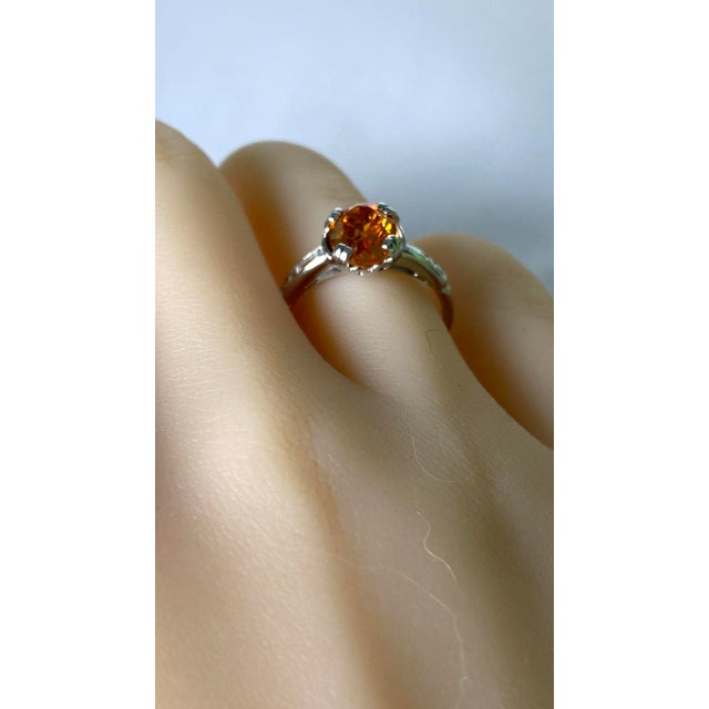 2000 - 2009 Vintage Platinum 1.5 Carat Cushion Orange Sapphire Diamond Ring Size 7.75 For Sale - Image 5 of 10