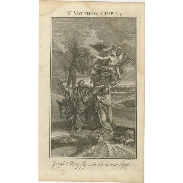 E. Smith & Rooker, Biblical Illustrations: Adoration, Flight to Egypt & Christ's Baptism, 1735, Prints, Set of 3 For Sale - Image 3 of 10
