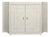 Matthew Izzo Home Isabel Painted Antique White Two Door Cabinet With Rattan Overlay and Brass Door Pulls For Sale