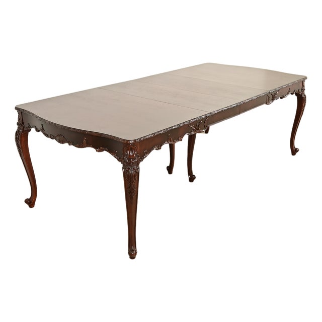 Romweber French Provincial Louis XV Mahogany Extension Dining Table, Newly Refinished For Sale