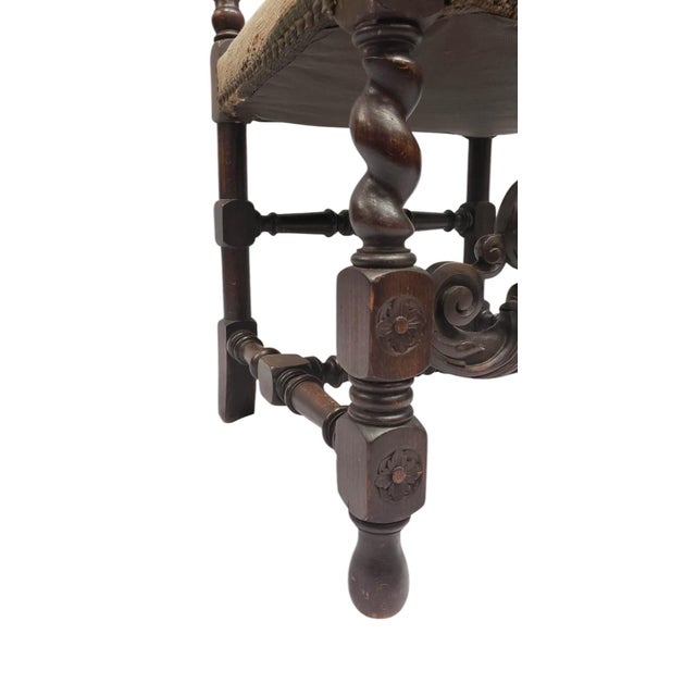 Antique Jacobean Revival Carved Barley Twist Chair, Circa 1870–1890 For Sale - Image 9 of 13